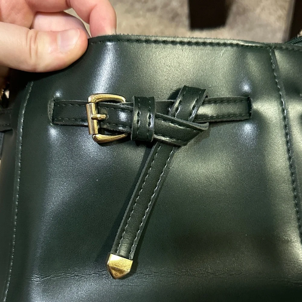 Dark Green Women’s Crossbody Bag with Belt Detail